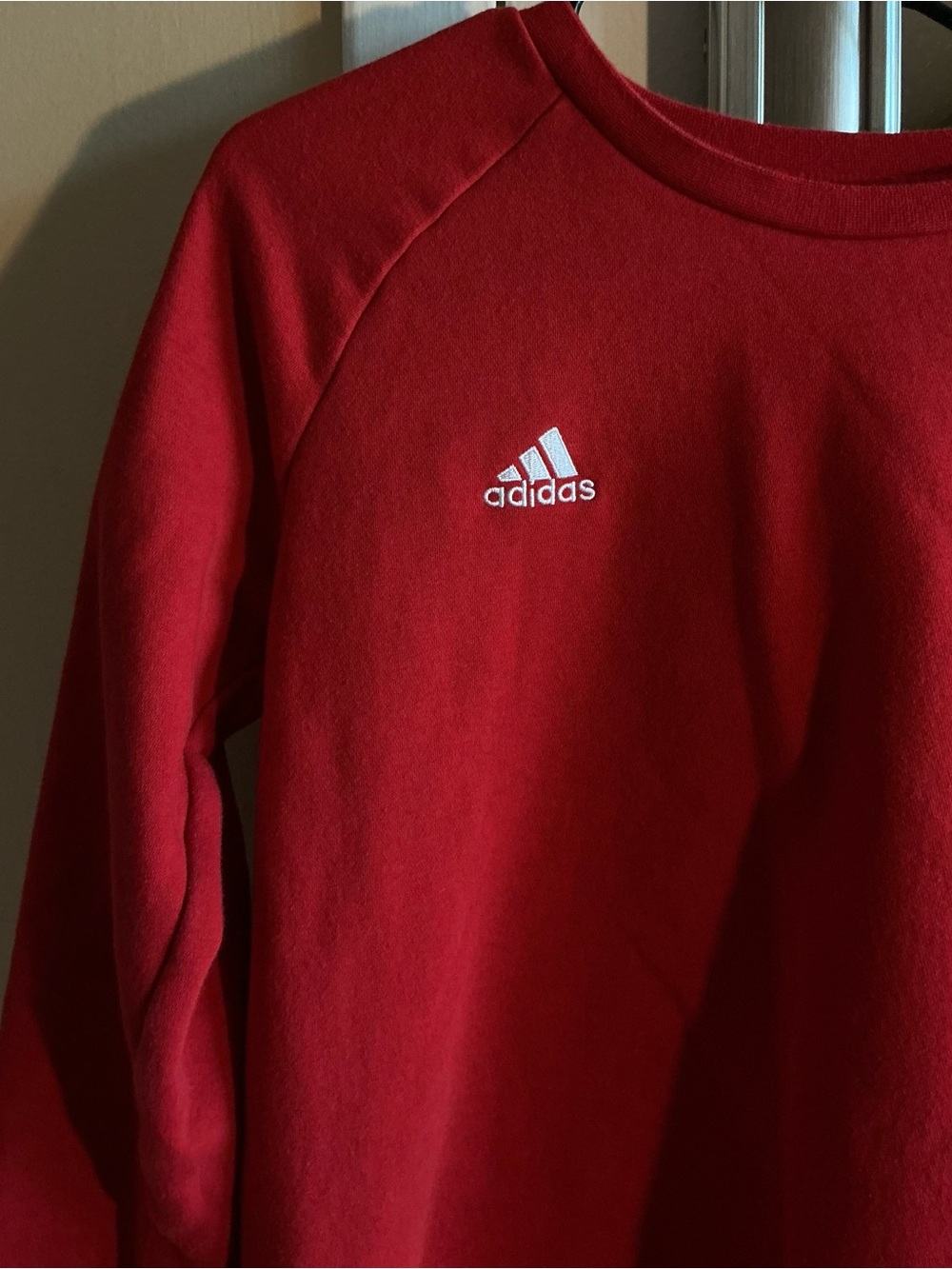 adidas Red Crewneck Sweatshirt with White Logo